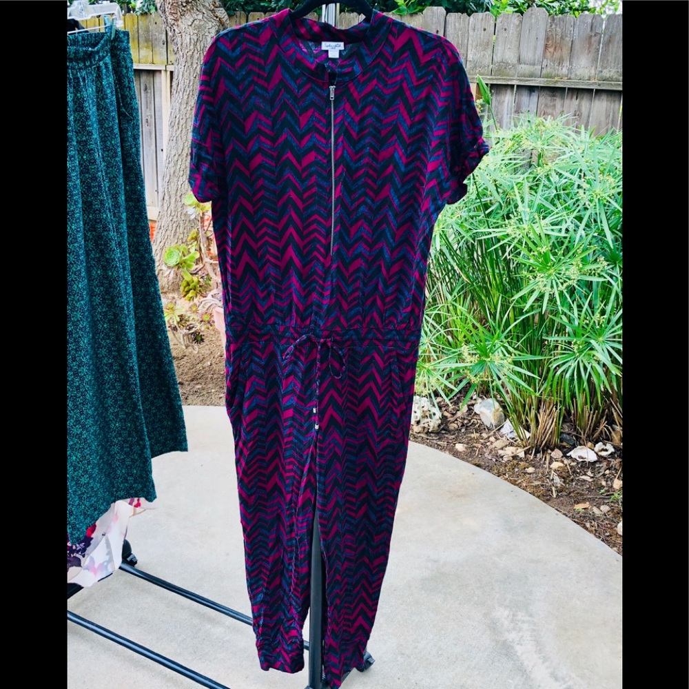 Splendid Black and Red Chevron Jumpsuit